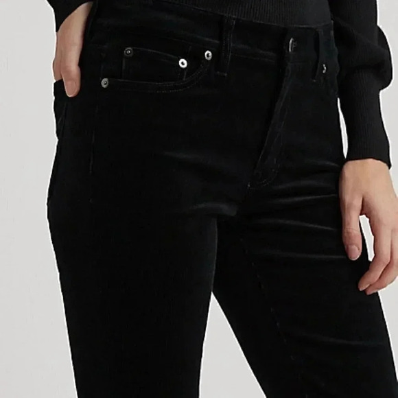 LRL Micro Corduroy Straight Leg Pants Classic Black Size 4 - Picture 2 of 15
